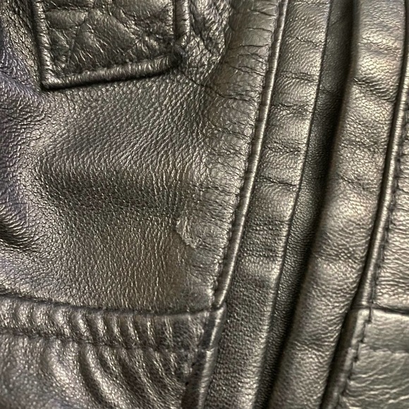 Jones New York Black Structured Leather Coat Jacket - Picture 9 of 9